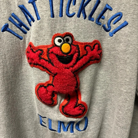 Vintage Sesame Street Large That Tickles Elmo gray/blue sweatshirt - Picture 6 of 6